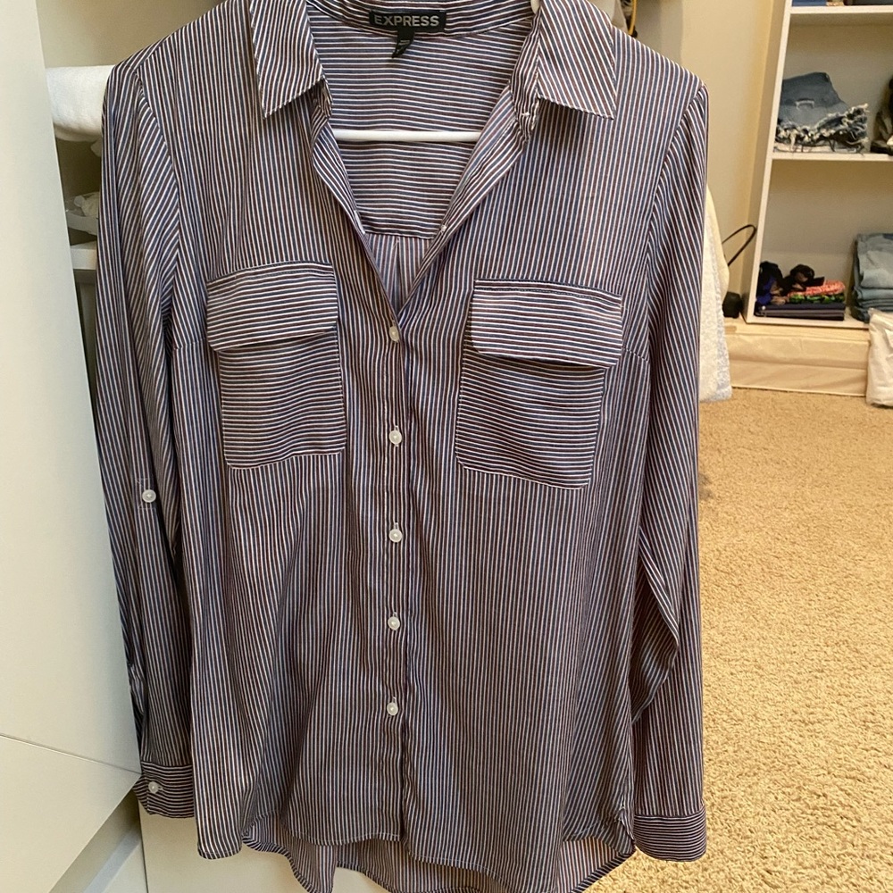 Striped Express button down top